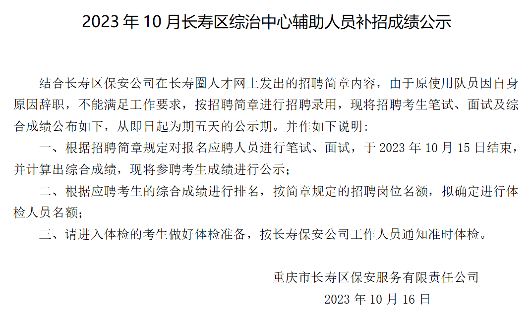 长寿区人力资源和社会保障局最新招聘信息