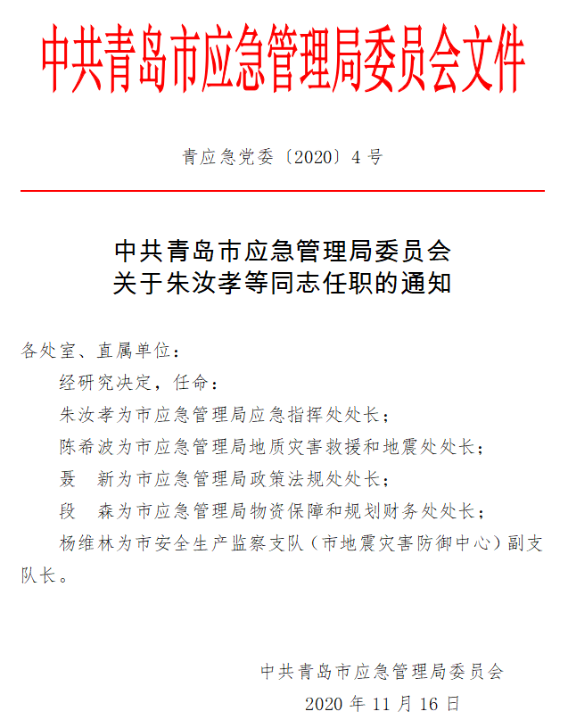 龙口市应急管理局最新人事任命